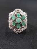 14CT GOLD EMERALD AND DIAMOND RING