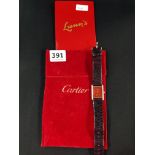 CARTIER WATCH WITH CARTIER BAG - STRAP HAS BEEN CHANGED