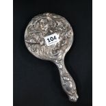 SILVER ART NOUVEAU HAND MIRROR