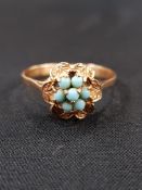 18CT GOLD AND TORQUIOSE RING 5 GRAMS