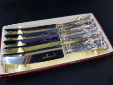 SET OF 6 SILVER HANDLED KNIVES