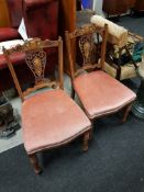 PAIRT PAIR OF FINELY INLAID VICTORIAN PARLOUR CHAIRS