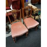 PAIRT PAIR OF FINELY INLAID VICTORIAN PARLOUR CHAIRS