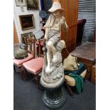 LARGE MARBLE STATUE SWIVEL MARBLE BASE 4'10" TALL