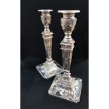 PAIR OF SILVER ADAMS STYLE CANDLE STICKS, BIRMINGHAM, BAKER ELLIS SILVER CO 2090 GRAMS