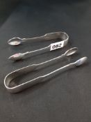 2 PAIRS OF SILVER SUGAR TONGS - ONE OF WHICH IS IRISH GEORGIAN