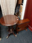 CIRCULAR LAMP TABLE AND SMALL DROP LEAF TABLE