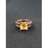 9 CARAT GOLD DIAMOND AND CITRINE RING