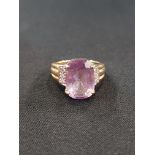 9CT GOLD AMETHYST AND DIAMOND RING