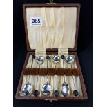 SET OF 6 SILVER COFFEE BEAN SPOONS