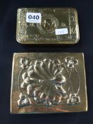 QUEEN MARY TIN AND BRASS BOX POSSIBLY TRENCH ART