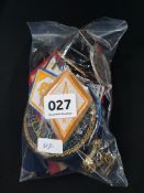 BAG LOT OF MILITARY PATCHES/BADGES AND MEDALS ETC
