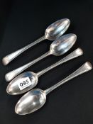 4 ANTIQUE SILVER DINNER SPOONS 311G