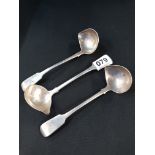 3 ANTIQWUE IRISH SILVER SOUP/LADLE SPOONS