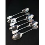 SET OF 6 VICTORIAN IRISH SILVER TEASPOONS DUBLIN 1886-7 151 GMS