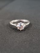 18 CARAT WHITE GOLD AND DIAMOND SOLITAIRE RING WITH 1 CARAT ROSE CUT DIAMOND