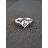 18 CARAT WHITE GOLD AND DIAMOND SOLITAIRE RING WITH 1 CARAT ROSE CUT DIAMOND