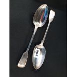 2 LARGE ANTIQUE SILVER SERVING SPOONS