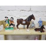 BESWICK HORSE AND 4 OTHER FIGURES