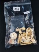 BAG OF ANTIQUE IVORY JEWELLERY