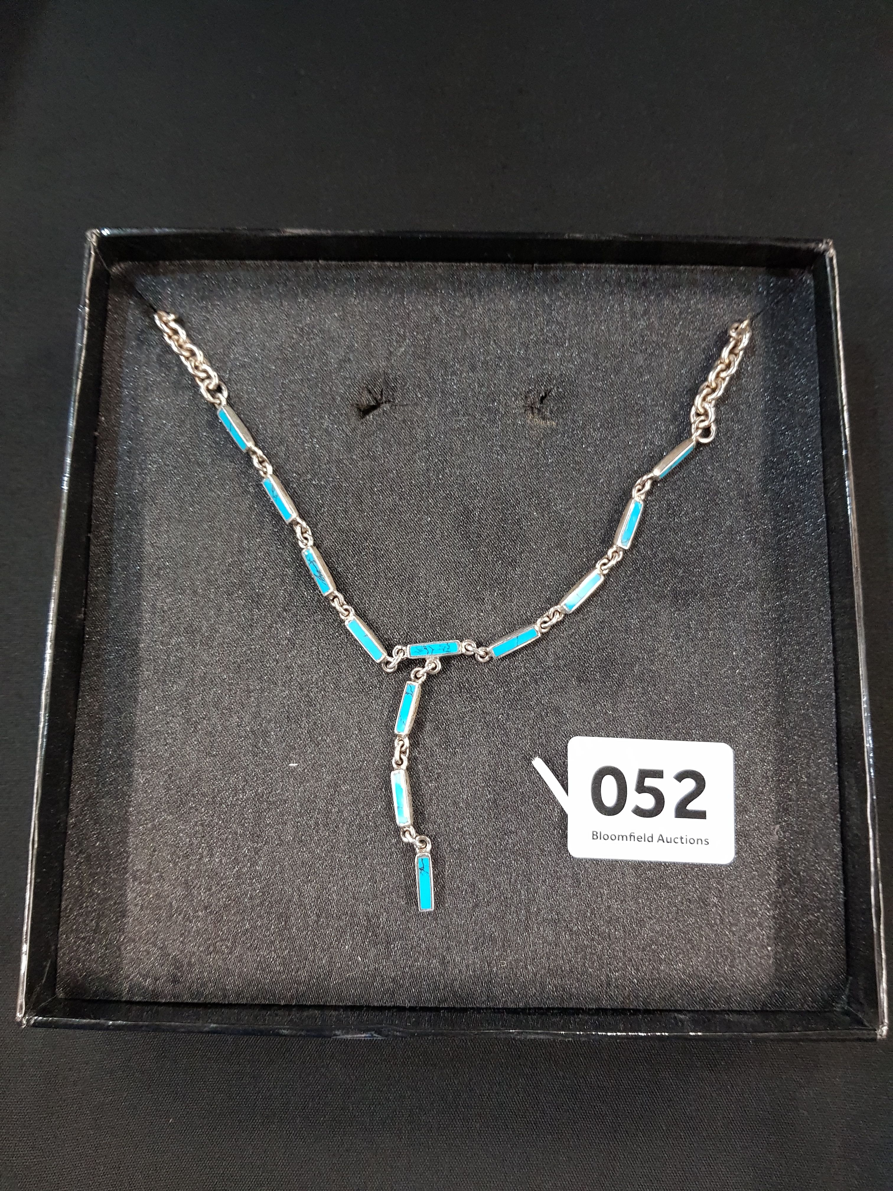 SILVER AND BLUE ENAMEL NECKLACE