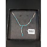 SILVER AND BLUE ENAMEL NECKLACE
