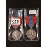 2 IMPERIAL SERVICE MEDALS TO FREDERICK DONALD WILLIAMS AND OTHER TO CHARLES WILLIAM MIDDLETON