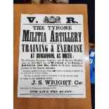 ORIGINAL VICTORIAN POSTER - 'TYRONE MILITIA ARTILLERY'