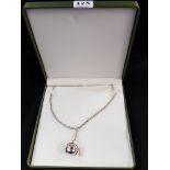 SILVER PHOTO BALL LOCKET AND CHAIN