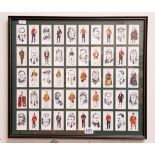 FRAMED CIGARETTE CARDS - FAMOUS AIRMEN AND WOMEN AND CEREMONIAL DRESS