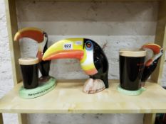 3 ORIGINAL ANTIQUE GUINNESS TOUCAN FIGURES