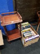 BOX LOT OF GAMES AND SIDETABLE
