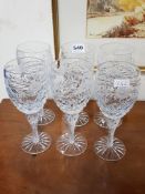 SET OF 6 ETCHED WINE GLASSES