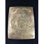 SCOTTISH HIGHLANDER 72ND AFOOT BELT PLATE (SOLD AS SEEN)