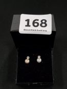PAIR OF 9 CARAT GOLD PEARL AND CZ EARRINGS