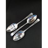 3 IRISH SILVER SPOONS 22CMS EACH DUBLIN 1794 TOTAL 179.8G