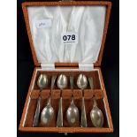 CASED SET OF 6 SILVER COFFEE SPOONS SHEFFIELD 1954