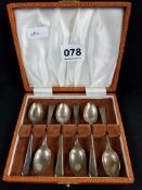 CASED SET OF 6 SILVER COFFEE SPOONS SHEFFIELD 1954