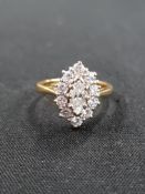 18 CARAT YELLOW GOLD & DIAMOND CLUSTER BOAT RING WITH 1 CARAT OF DIAMONDS