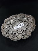 ORNATE SILVER DISH WITH CHERUBS 6.5'LONG LONDON 1893/94 BY WILLIAM COMYNS AND SONS LTD