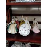 4 DOULTON AND 1 COALPORT FIGURE