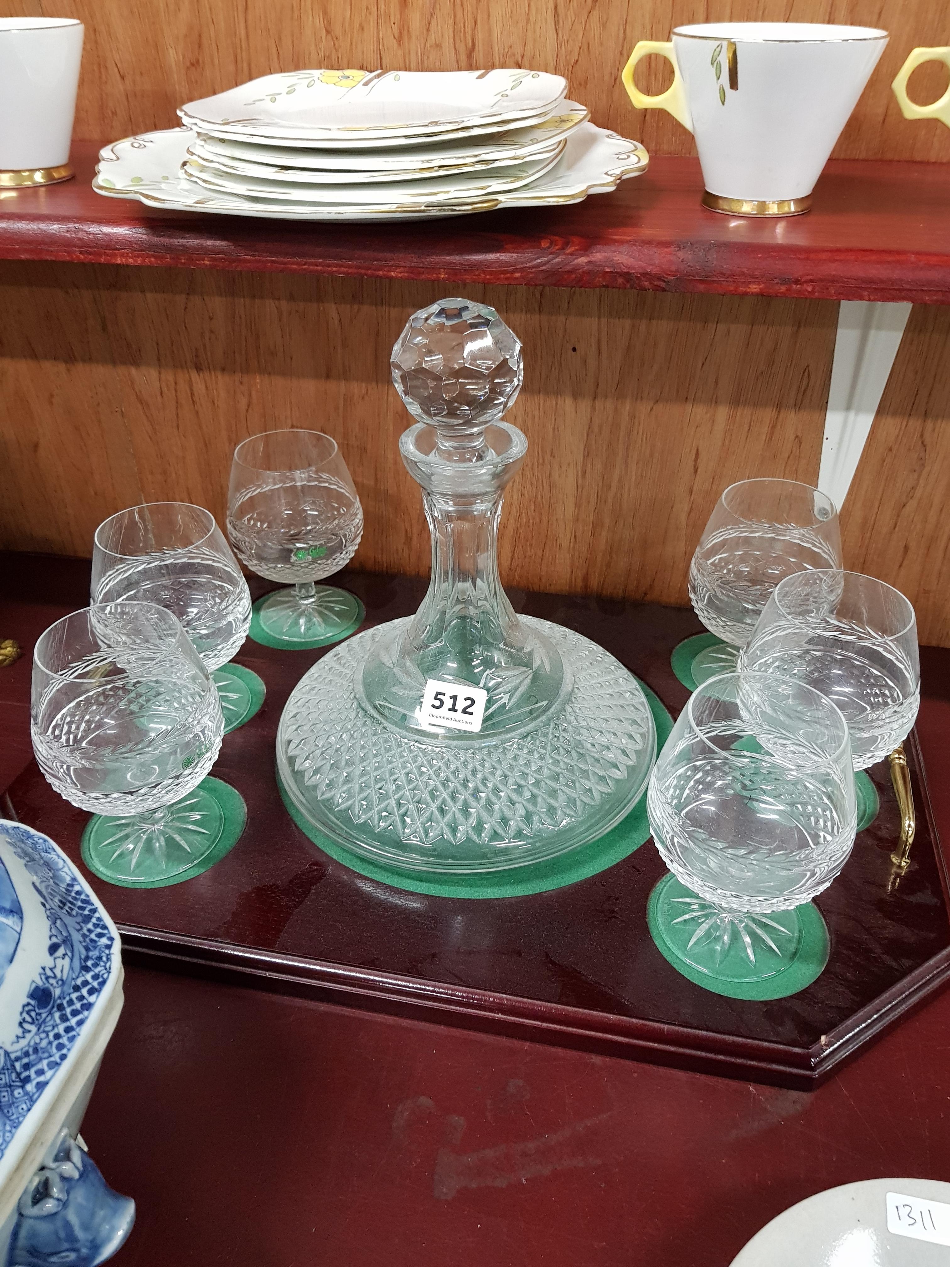 SHIPS DECANTER AND GLASSES