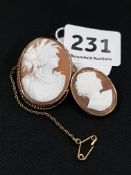 2 CAMEO BROOCHES
