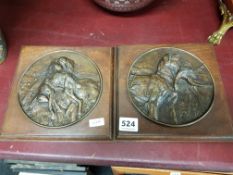 PAIR OF SIGNED BRONZE PLAQUES SIGNED SAMSON