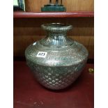 SILVER MOUNTED COPPER VASE