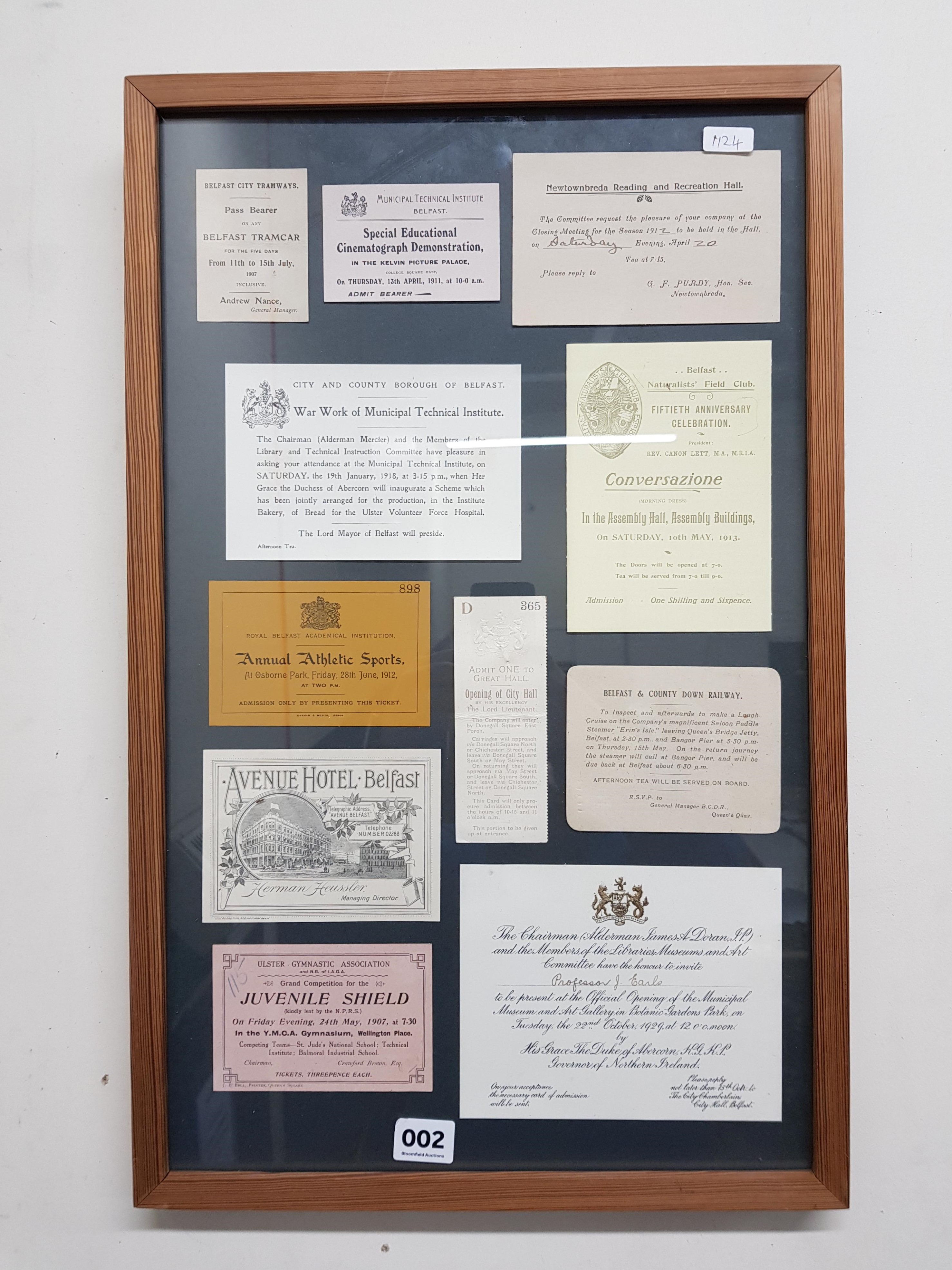 FRAMED INVITATIONS TO EVENTS MOSTLY BELFAST