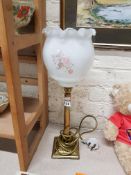 BRASS TABLE LAMP AND SHADE