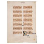 Three leaves from the gargantuan ‘Bohun Bible’, each with an illuminated initial, manuscript in