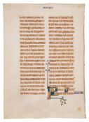 Three leaves from the gargantuan ‘Bohun Bible’, each with an illuminated initial, manuscript in