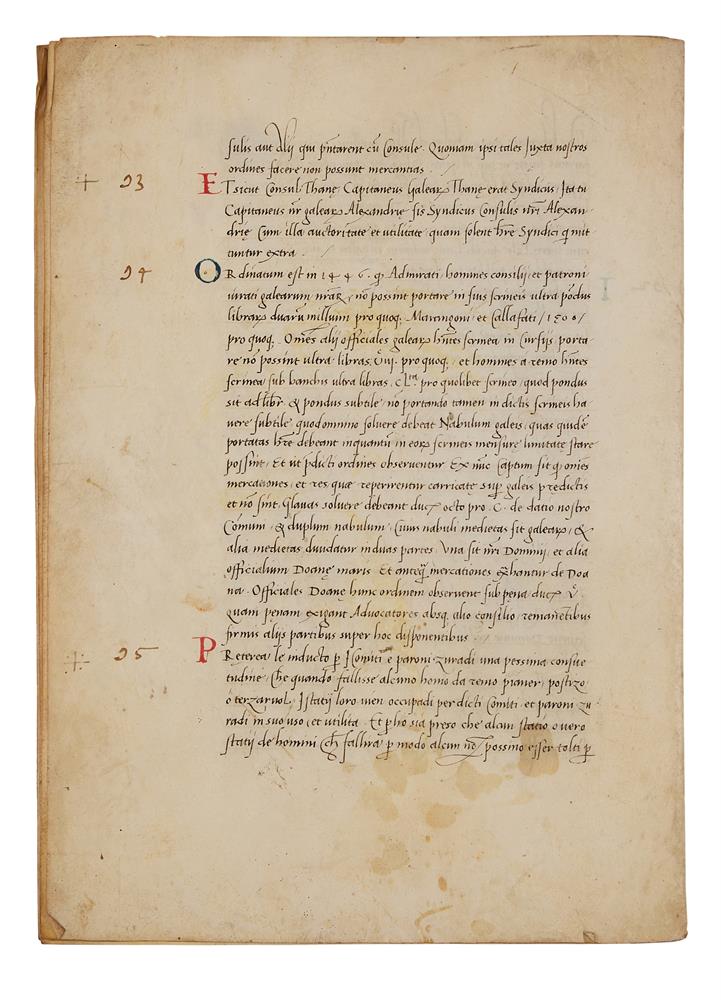 Leaves with the regulations of a mercantile fleet that set sail from Venice on 21 May 1504 for Al - Image 6 of 9